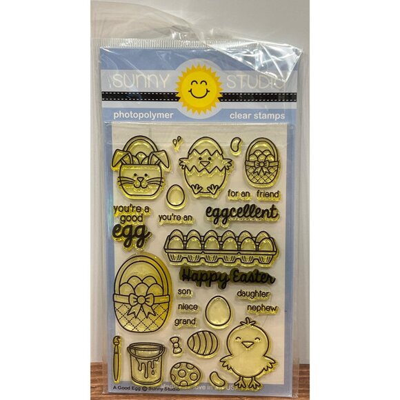 Sunny Studio A good egg SSCL-119A Clear Stamp set Easter Chick - Picture 1 of 3
